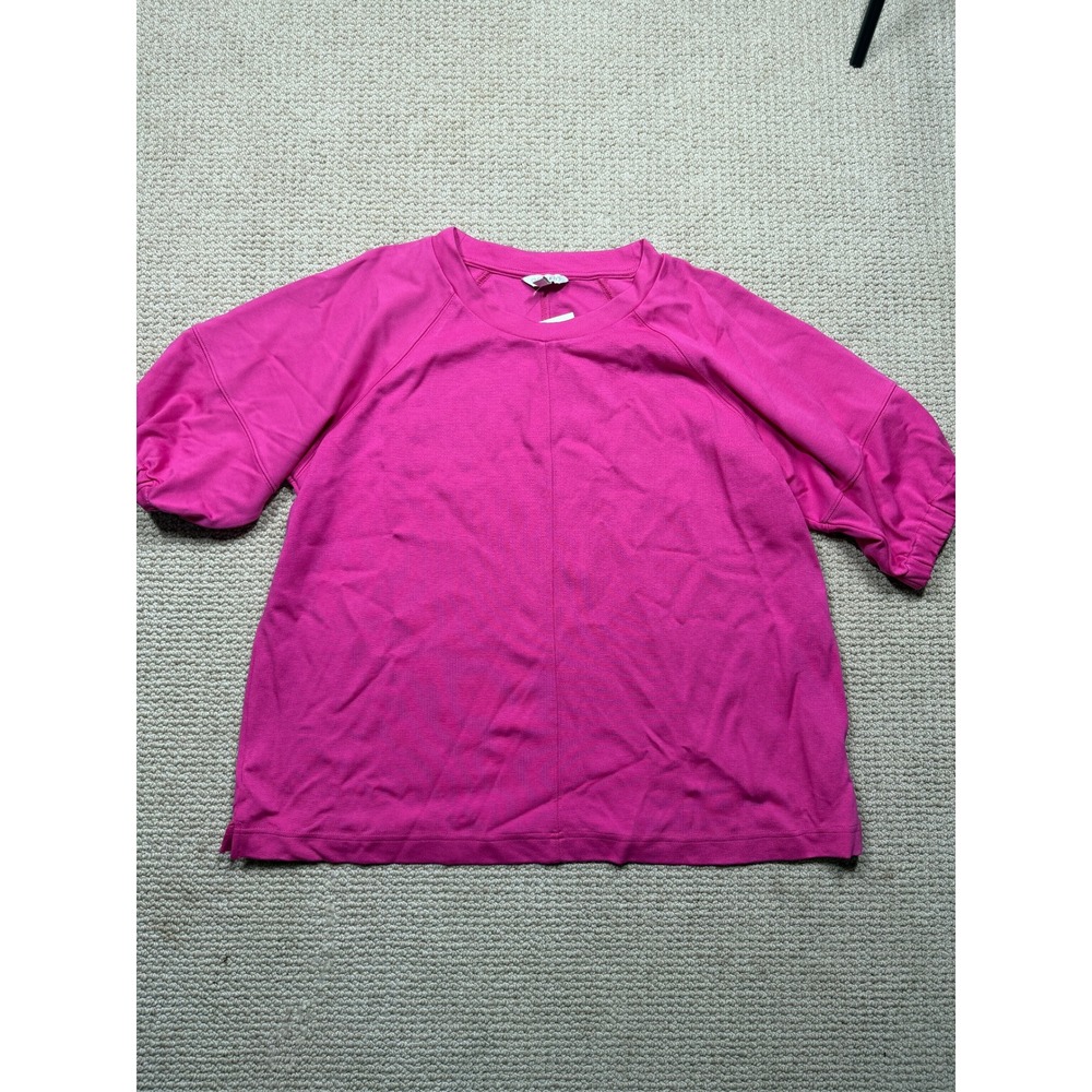 Crown & Ivy Women XXL Pink Spice Fashion Knit Raglan Puff Sleeve Top LGM12268BK
